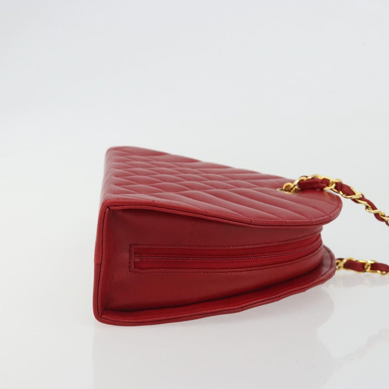 Chanel Vintage Chain Evening Mixed Quilt Lambskin Red Leather Bag