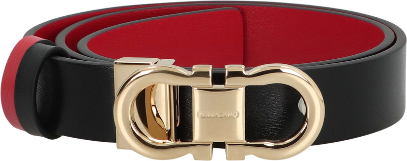 Ferragamo Gancini Belt — Black Calfskin