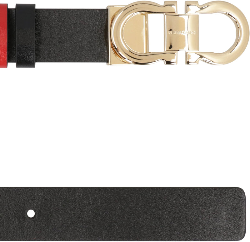 Ferragamo Gancini Belt — Black Calfskin