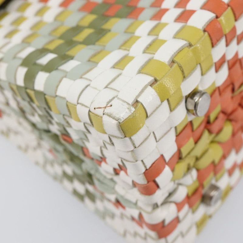 Salvatore Ferragamo Gancini Top Handle Woven Leather Multicolour Bag