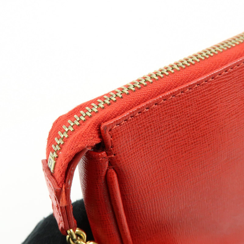 Fendi Chain Pochette Leather Red Bag