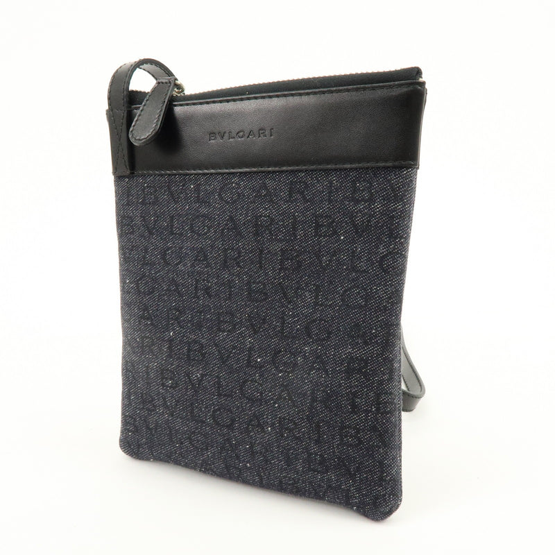 Bvlgari Logomania Canvas With Leather Black Denim_jeans Bag