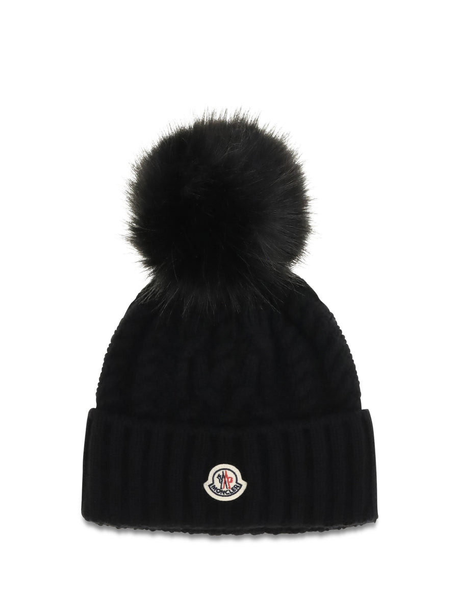 Moncler L20933b00041m4506 Wool And Cashmere Cable-Knit Beanie — Black Beanies