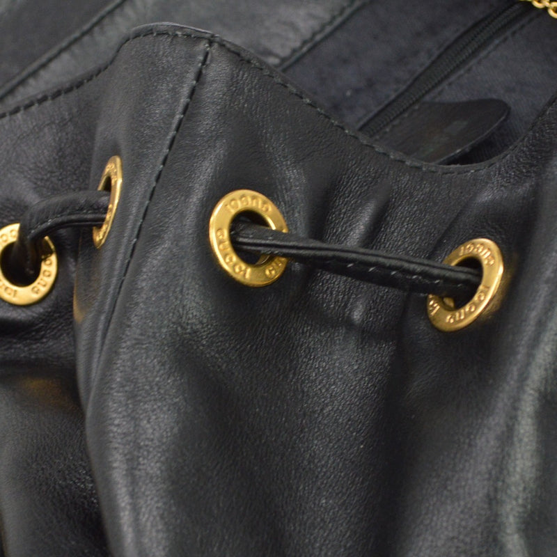 Gucci Vintage Bamboo Leather Black Bag