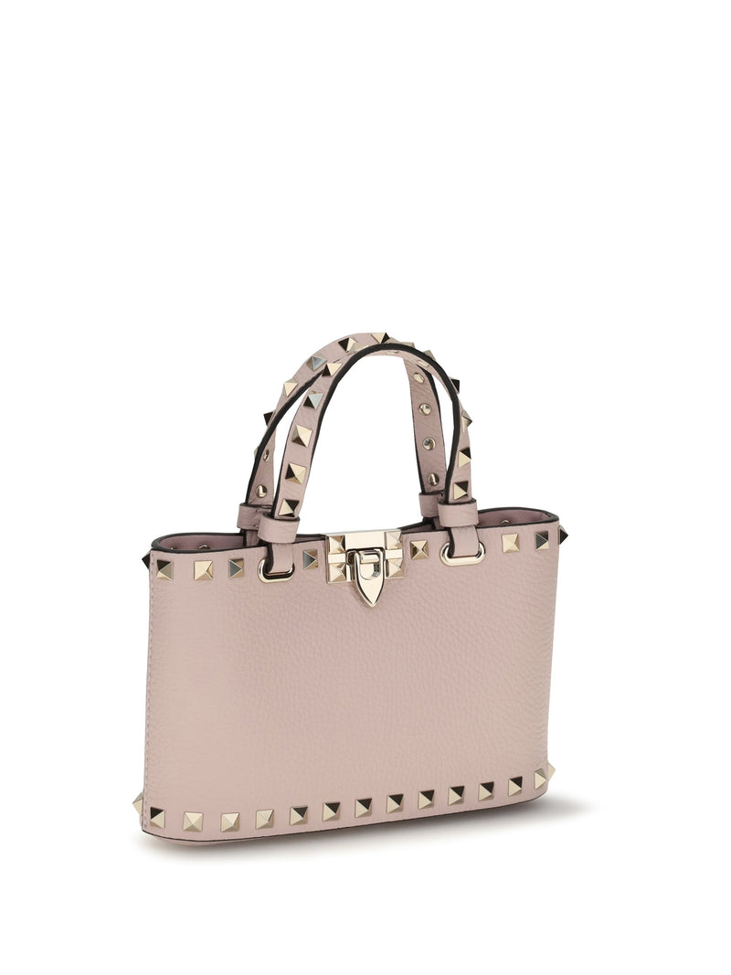 Valentino Garavani Rockstud Shopping Top Handle Bag — Pink Calf Leather