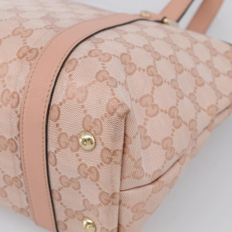 Gucci Abbey Zip Tote Gg Canvas And Leather Pink