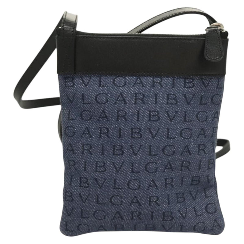 Bvlgari Logomania Canvas With Leather Blue Bag