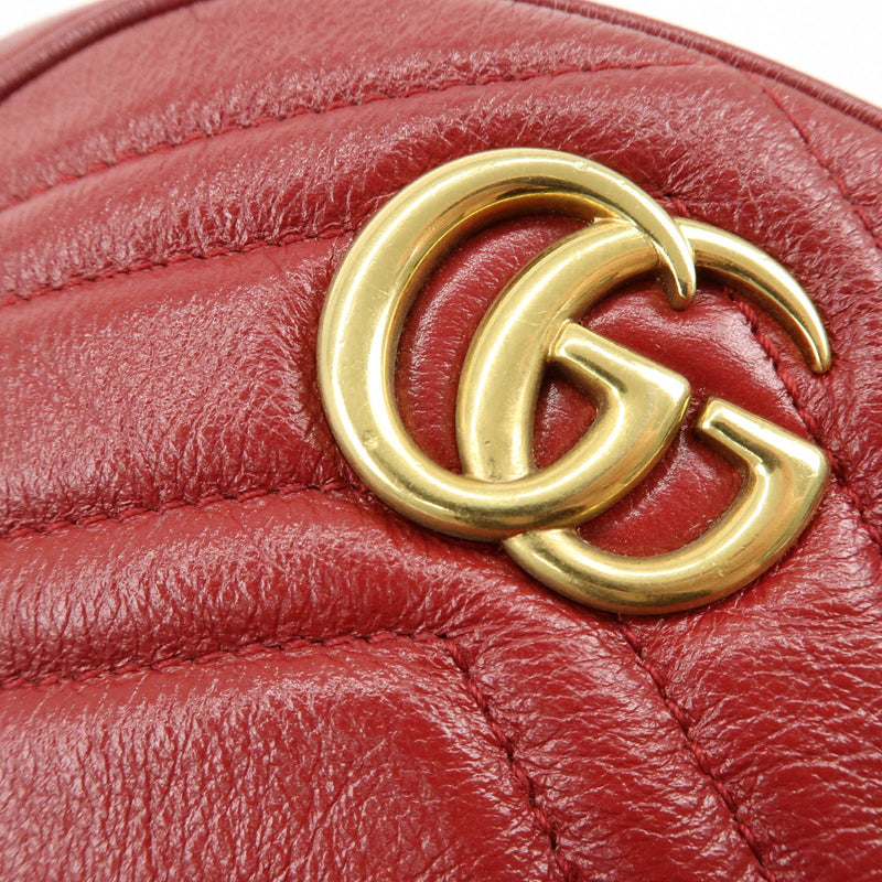 Gucci Gg Marmont Round Matelasse Leather Red Bag