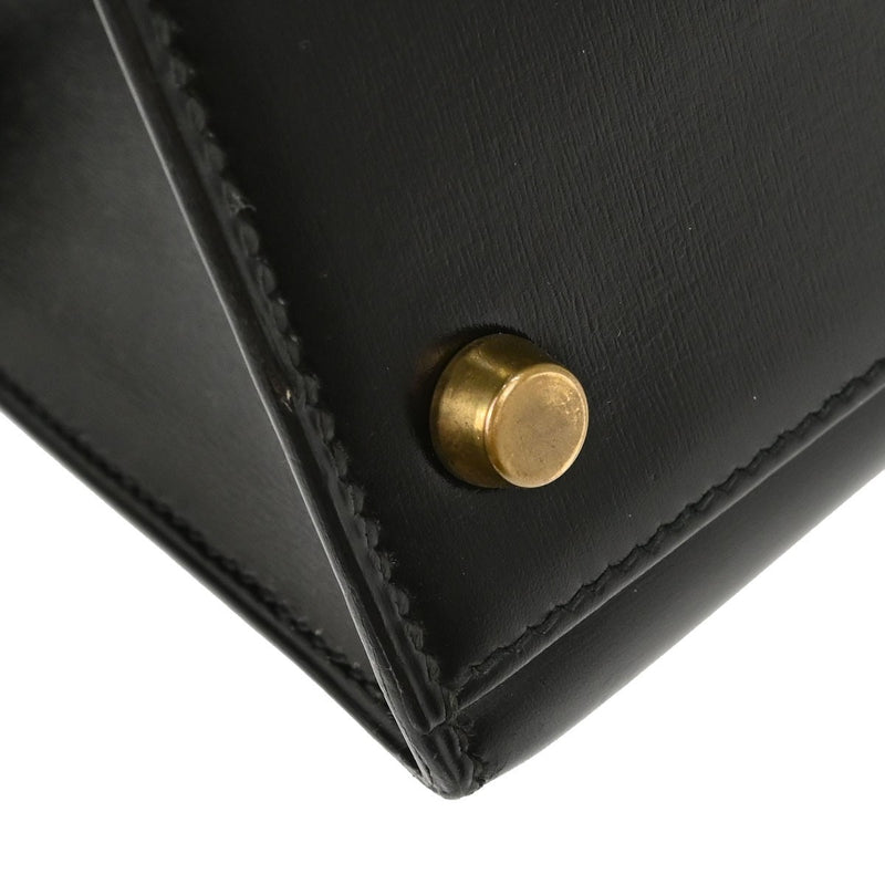 Hermes Kelly Black Box Calf With Gold Hardware Calfskin Bag