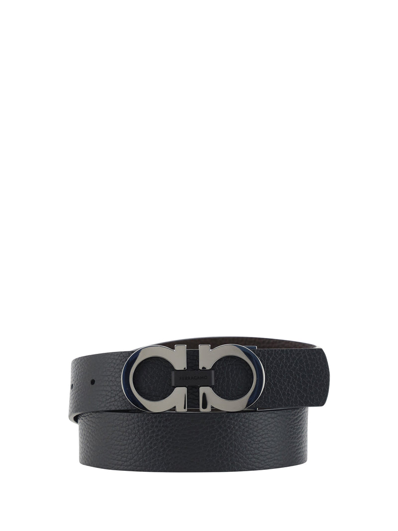 Ferragamo Gancini Belt — Black Calf Leather