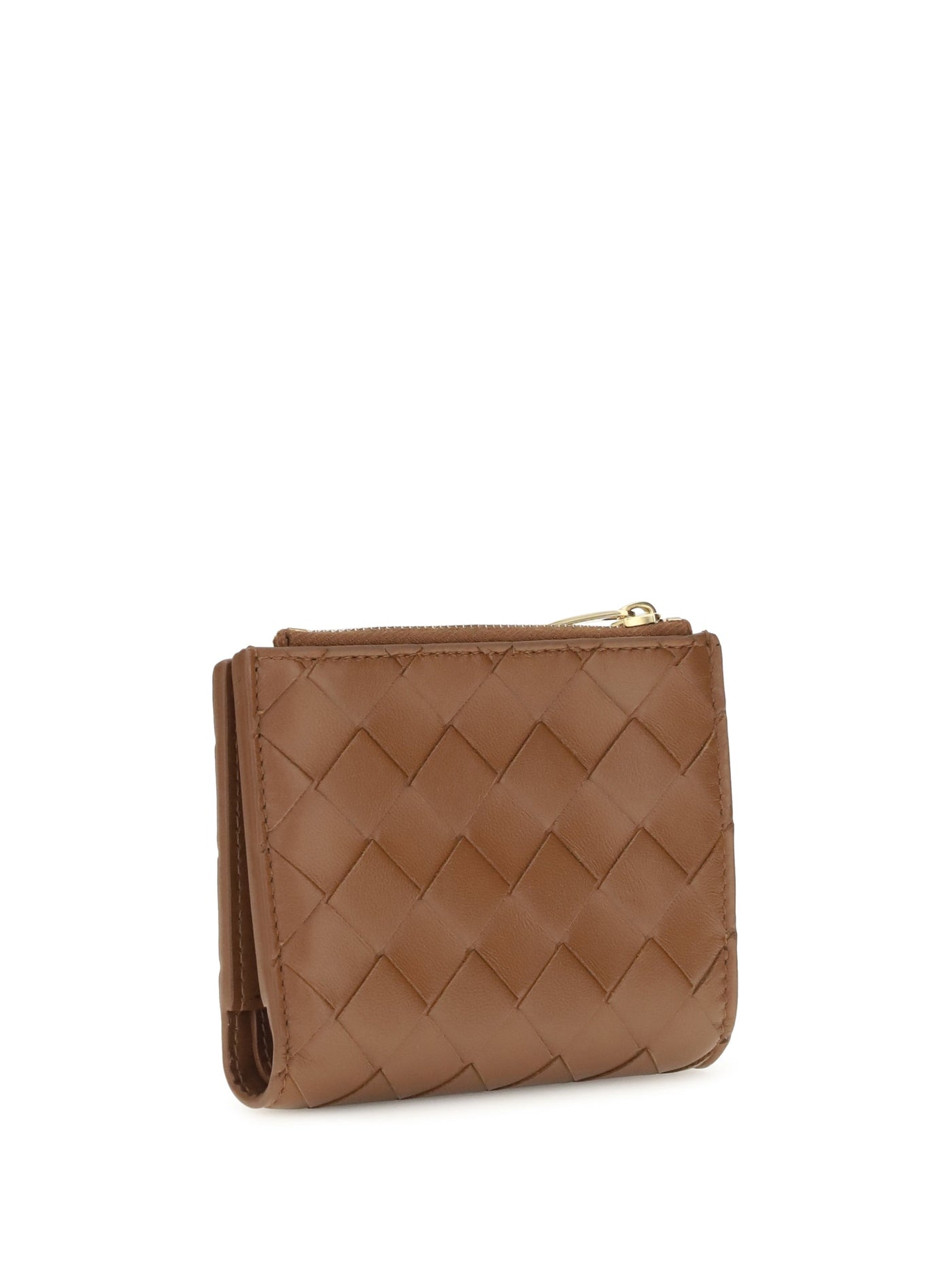 Bottega Veneta Intrecciato Lambskin Wallet — Brown