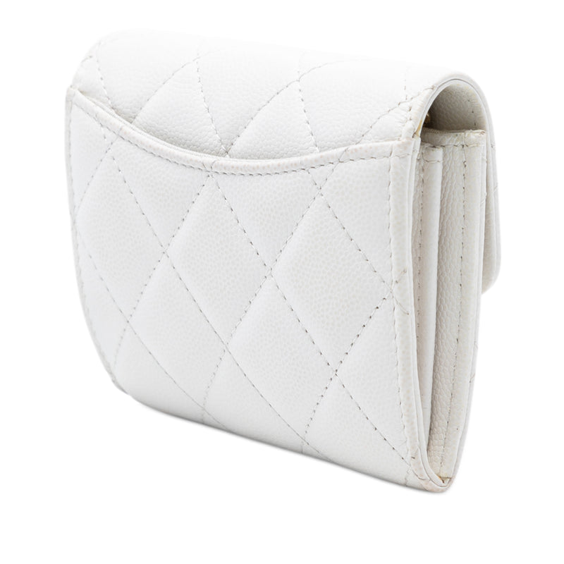 CC Quilted Caviar Flap Card Holder with Chain - Image 2