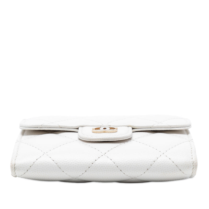 CC Quilted Caviar Flap Card Holder with Chain - Image 3