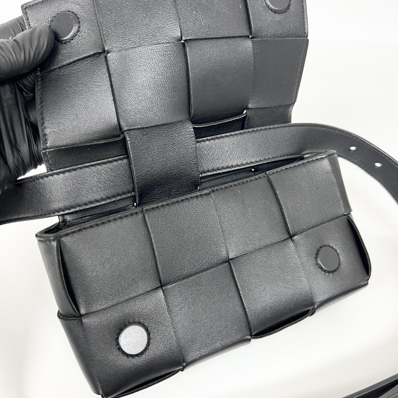 Bottega Veneta Cassette Belt Maxi Intrecciato Leather Black Bag