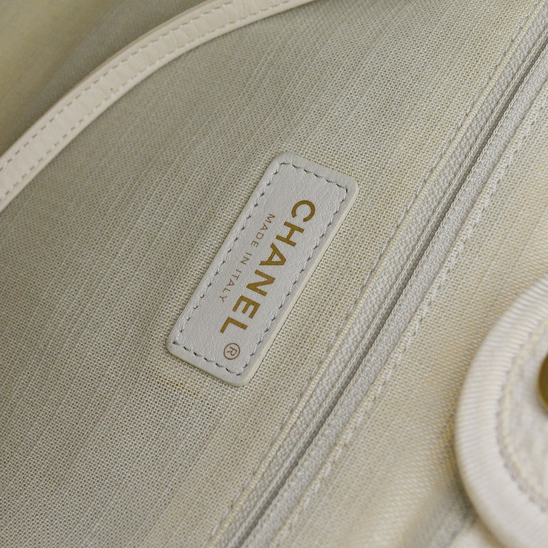 Chanel Deauville Nm Mixed Fibers White Canvas Bag
