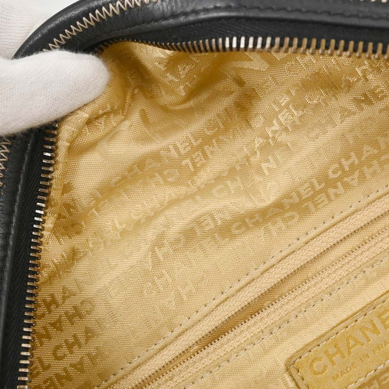 Chanel Vintage Bowler Lambskin Black Leather Bag