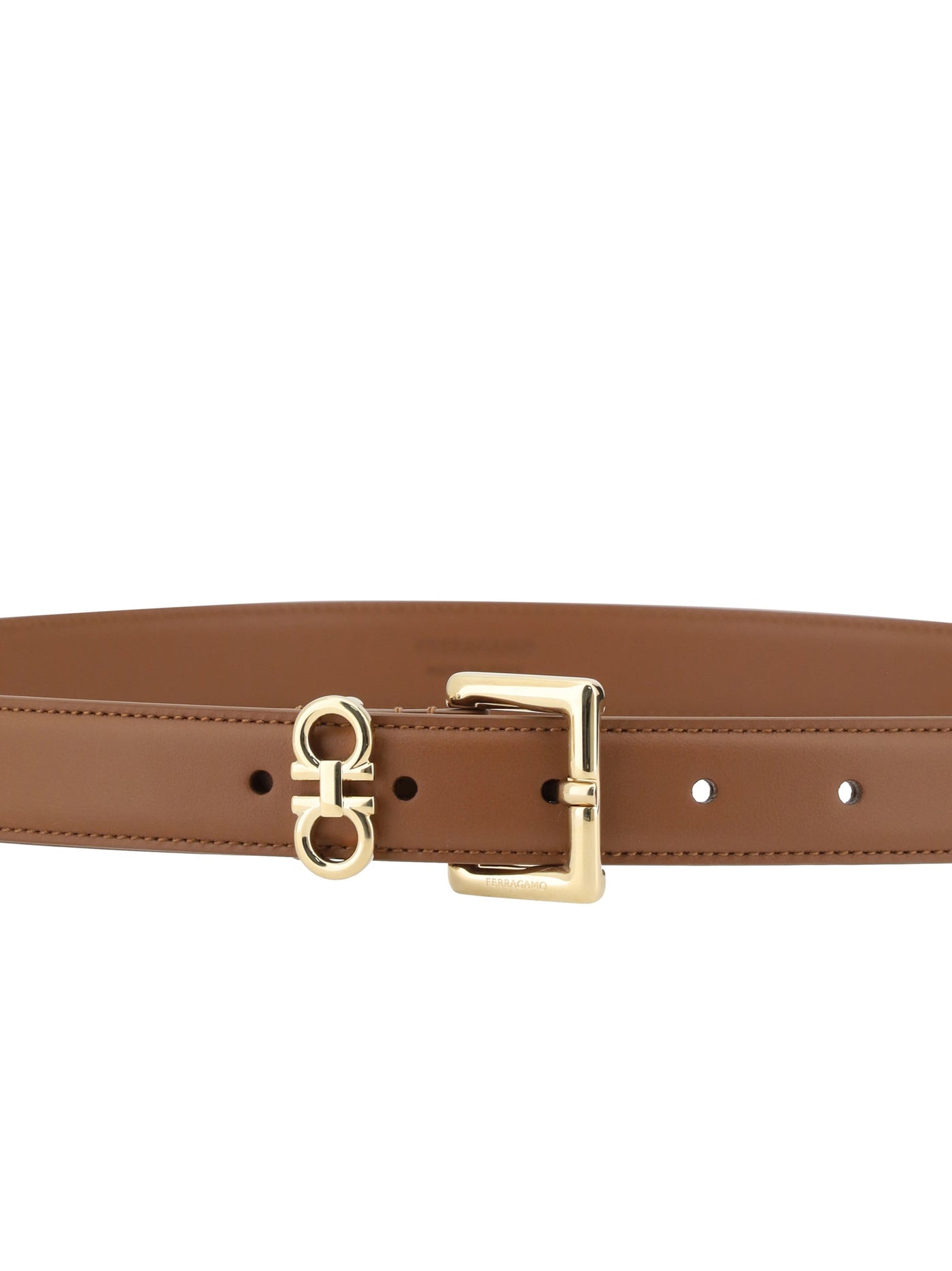 Ferragamo Gancini Buckle Leather Belt — Brown Calf (bos Taurus)