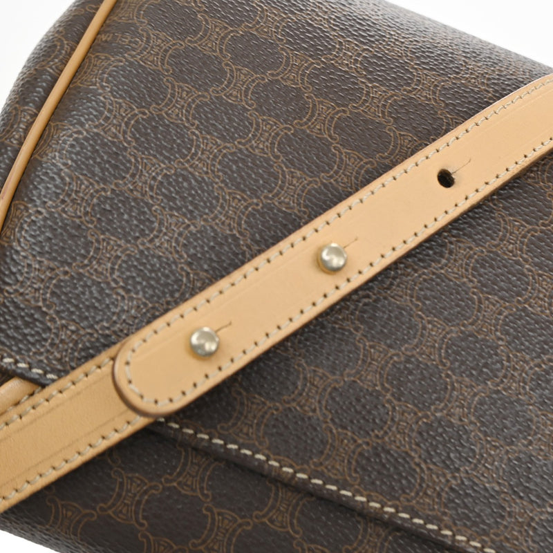 Celine Macadam Shoulder Canvas Brown Bag