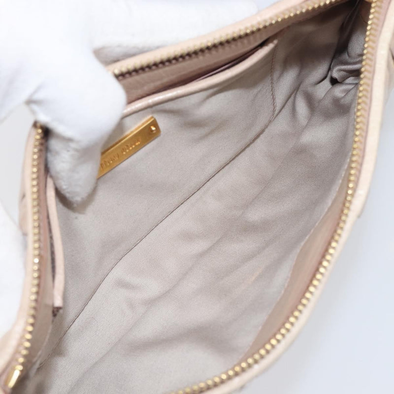 Miu Miu Zip Wristlet Matelasse Leather Beige Bag