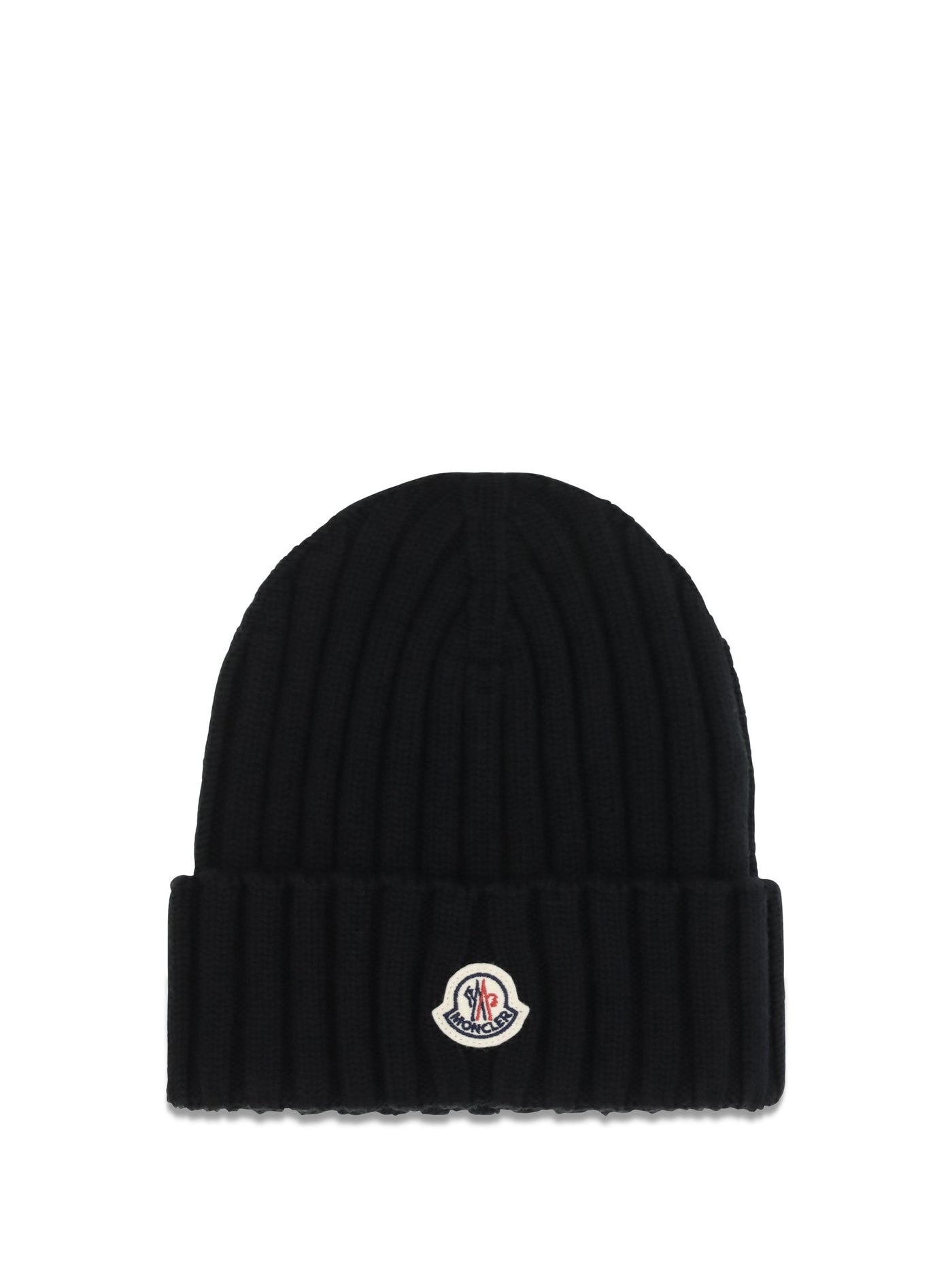 Moncler L20933b00036a9327 Merino Wool Ribbed Knit Beanie — Black Ovis Aries Beanies