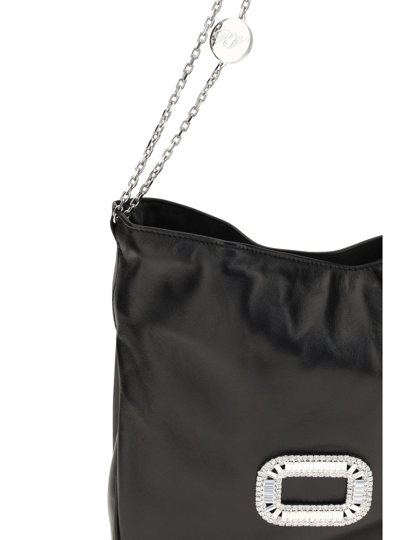 Roger Vivier Pilgrim Mini Shoulder Bag — Black Calf Leather