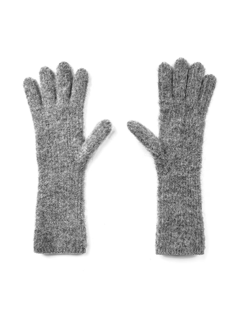 Jacquemus Logo-Embroidered Knit Gloves — Gray Alpaca