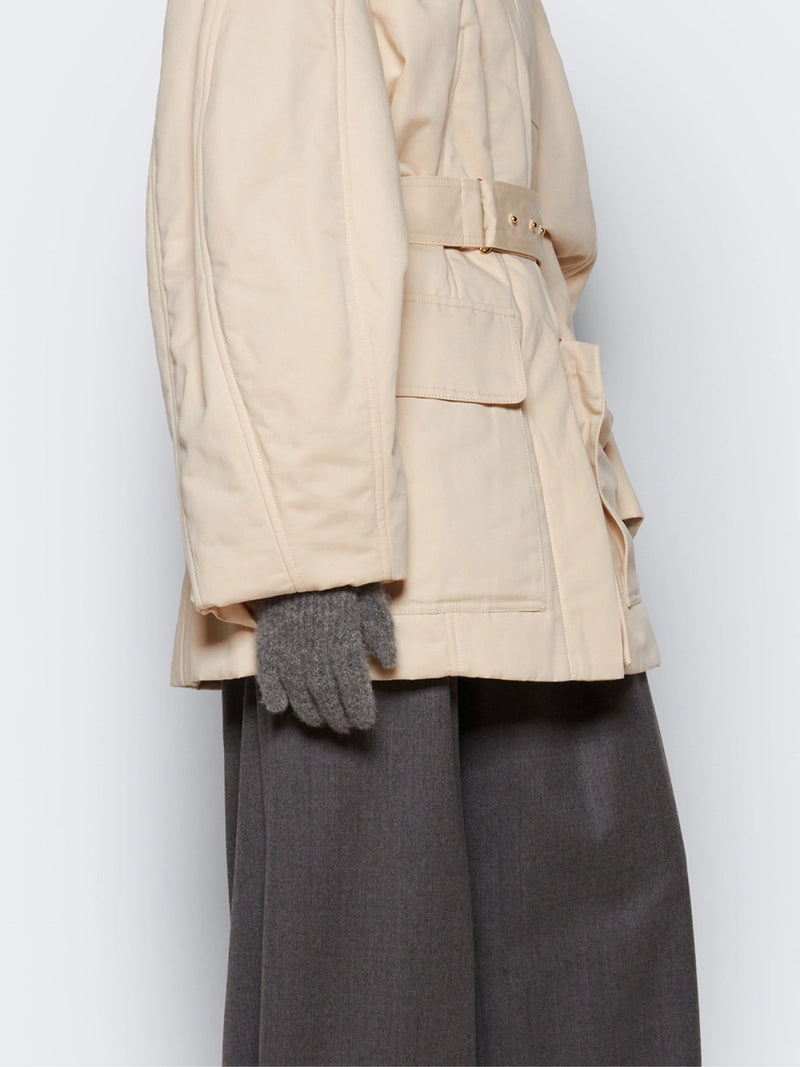 Jacquemus Logo-Embroidered Knit Gloves — Gray Alpaca