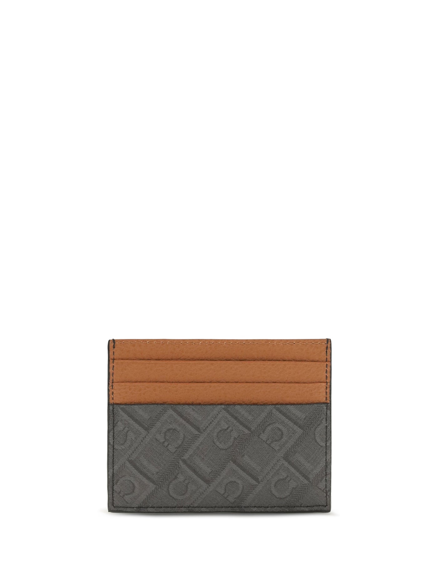 Ferragamo Monogram Calf Leather Card Case — Gray Cases