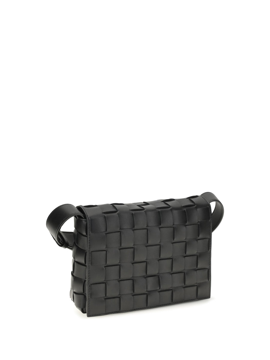 Bottega Veneta Orto Crossbody Bag — Black Calf Leather