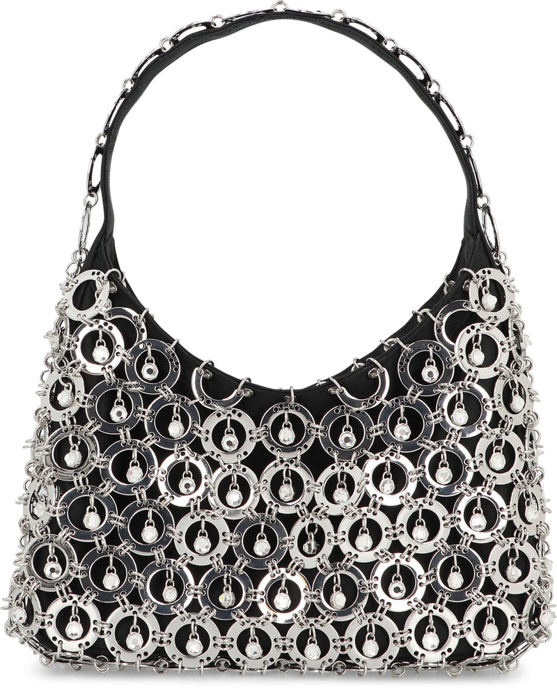 Rabanne Crystal-Embellished Metal Chainmail Shoulder Bag — Black Polyester