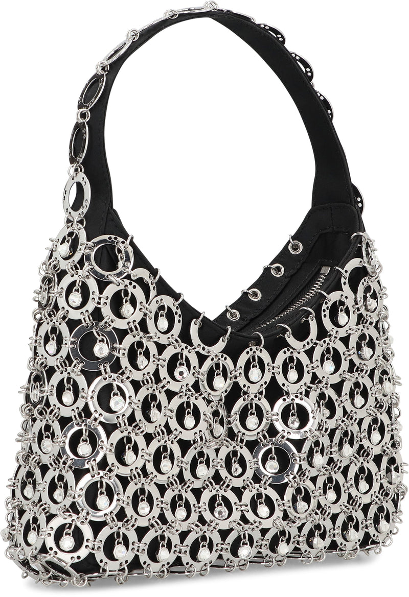 Rabanne Crystal-Embellished Metal Chainmail Shoulder Bag — Black Polyester