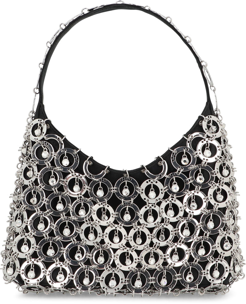 Rabanne Crystal-Embellished Metal Chainmail Shoulder Bag — Black Polyester
