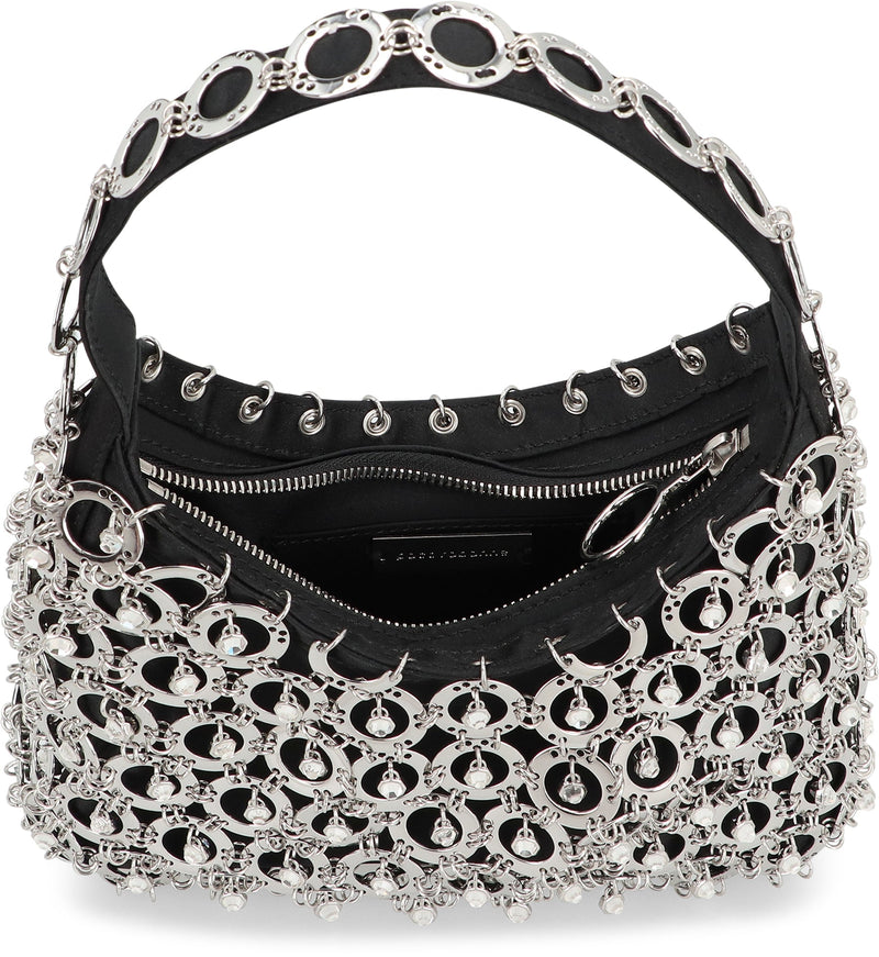 Rabanne Crystal-Embellished Metal Chainmail Shoulder Bag — Black Polyester