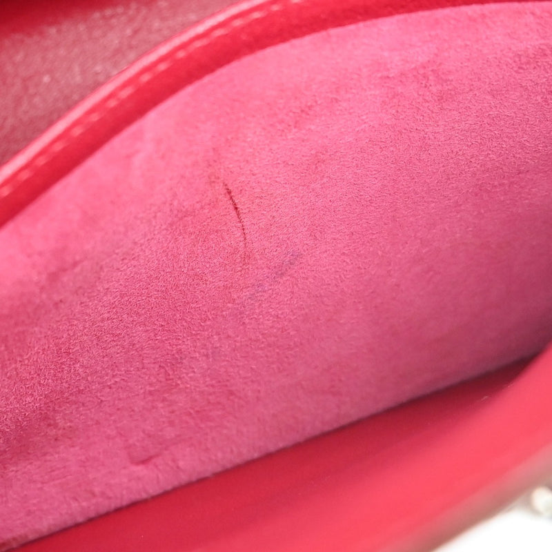 Hermes Kelly Red Chevre De Coromandel With Palladium Hardware Pink Calfskin Bag