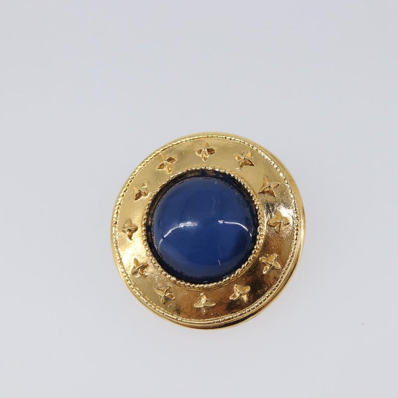 Chanel Vintage Cc Round Clip-On Metal With Gripoix Gold Bijoux