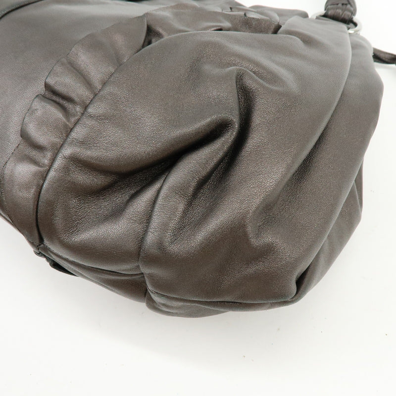 Prada Ruffle Hobo Nappa Leather Brown
