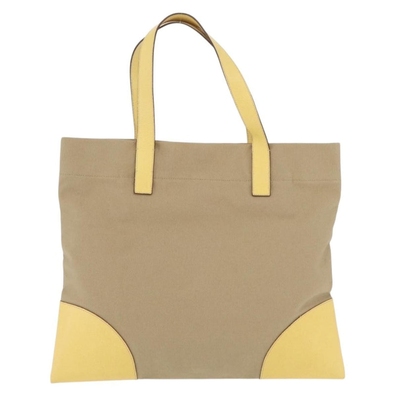 Prada Lux Convertible Open Tote Canvas And Leather Beige