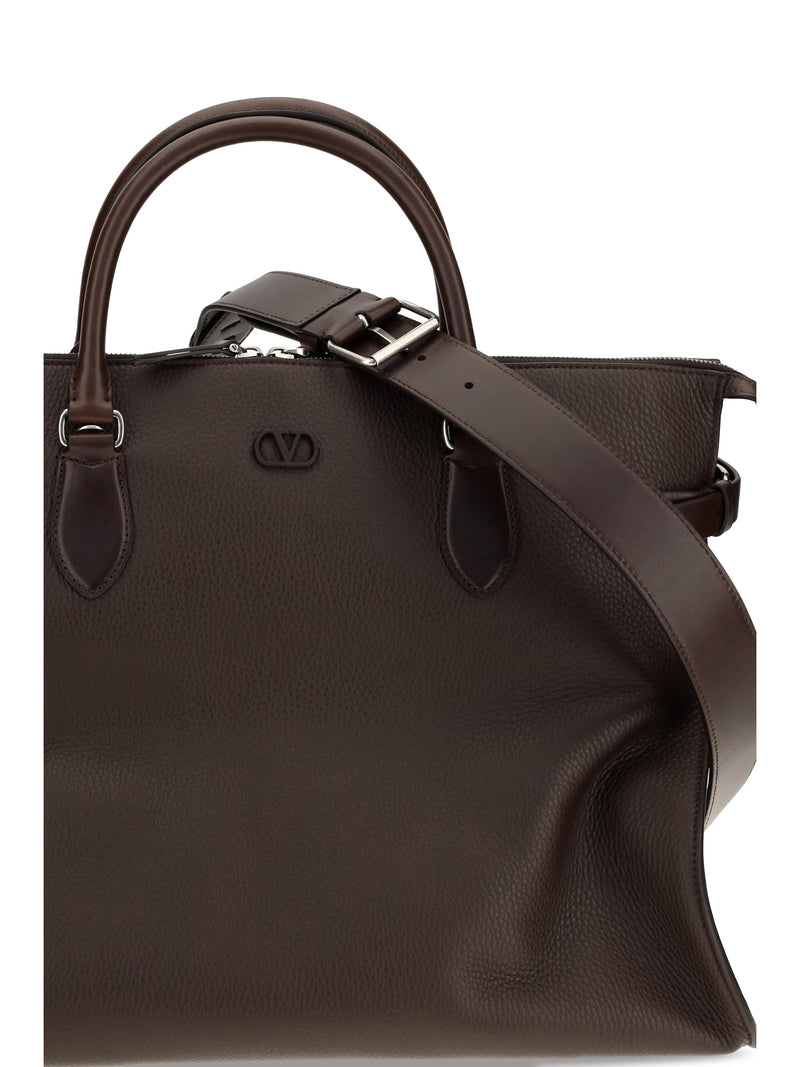Valentino Garavani Top Handle Bag — Brown Calf Leather Bos Taurus
