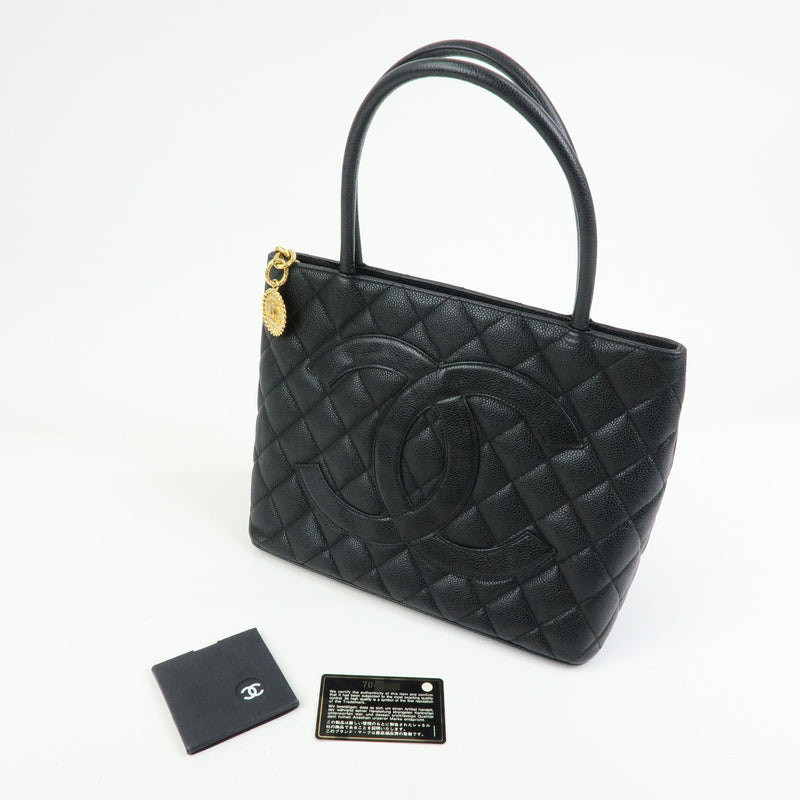 Chanel Medallion Quilted Caviar Black Leather Bag