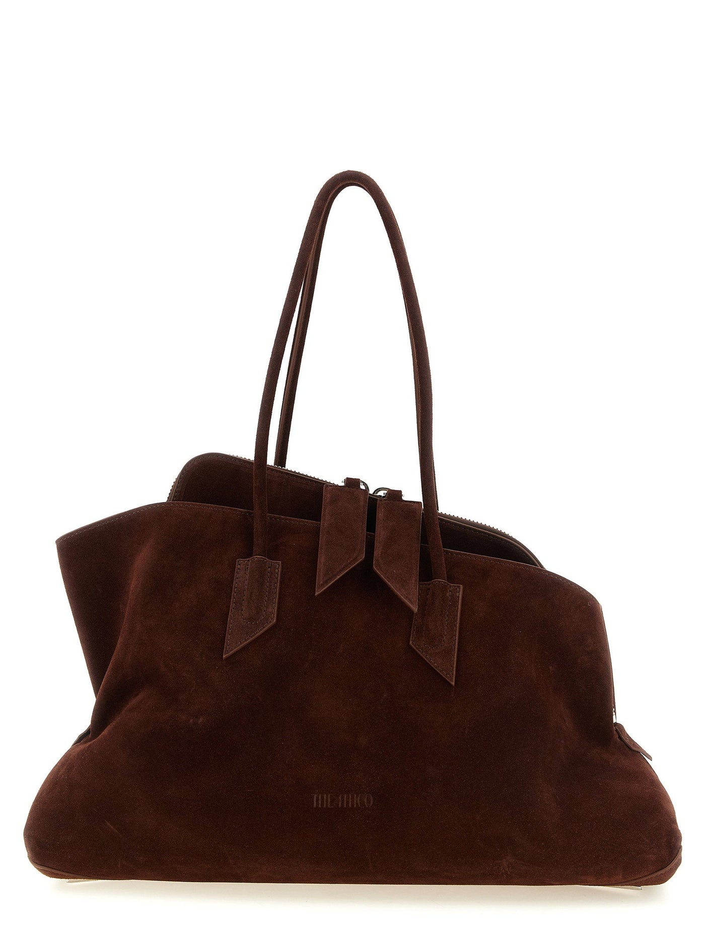 The Attico La Passeggiata Shoulder Bag — Brown Dark Suede