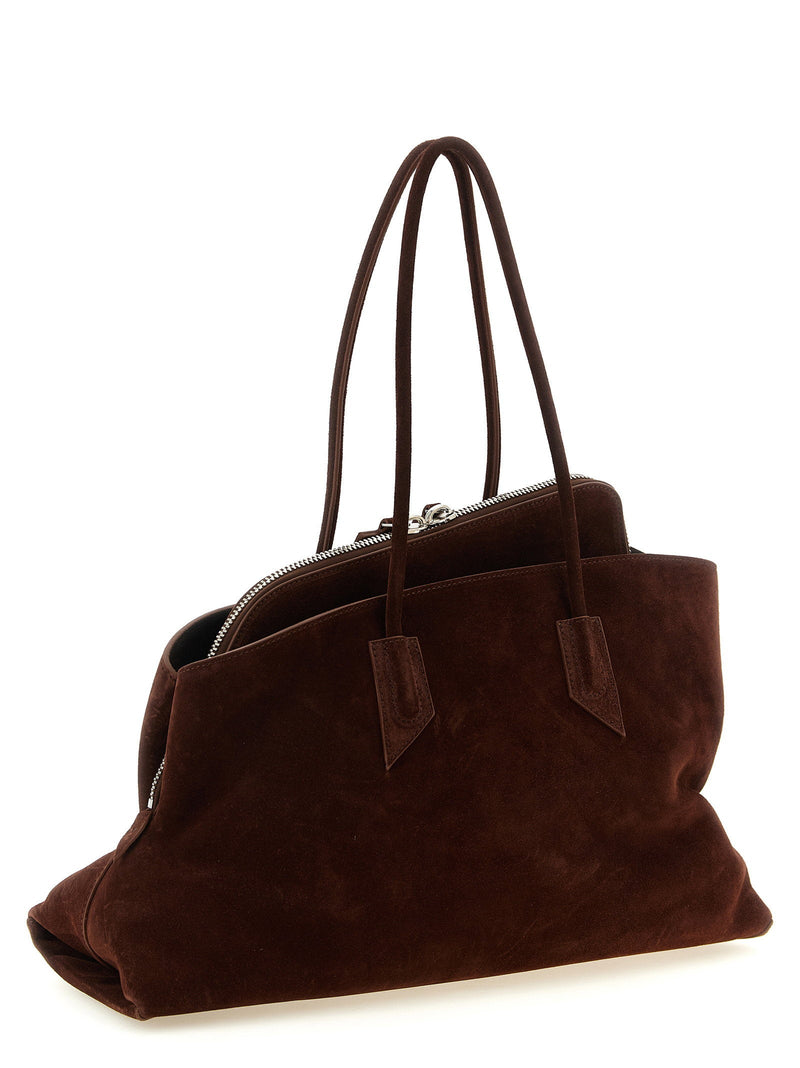 The Attico La Passeggiata Shoulder Bag — Brown Dark Suede