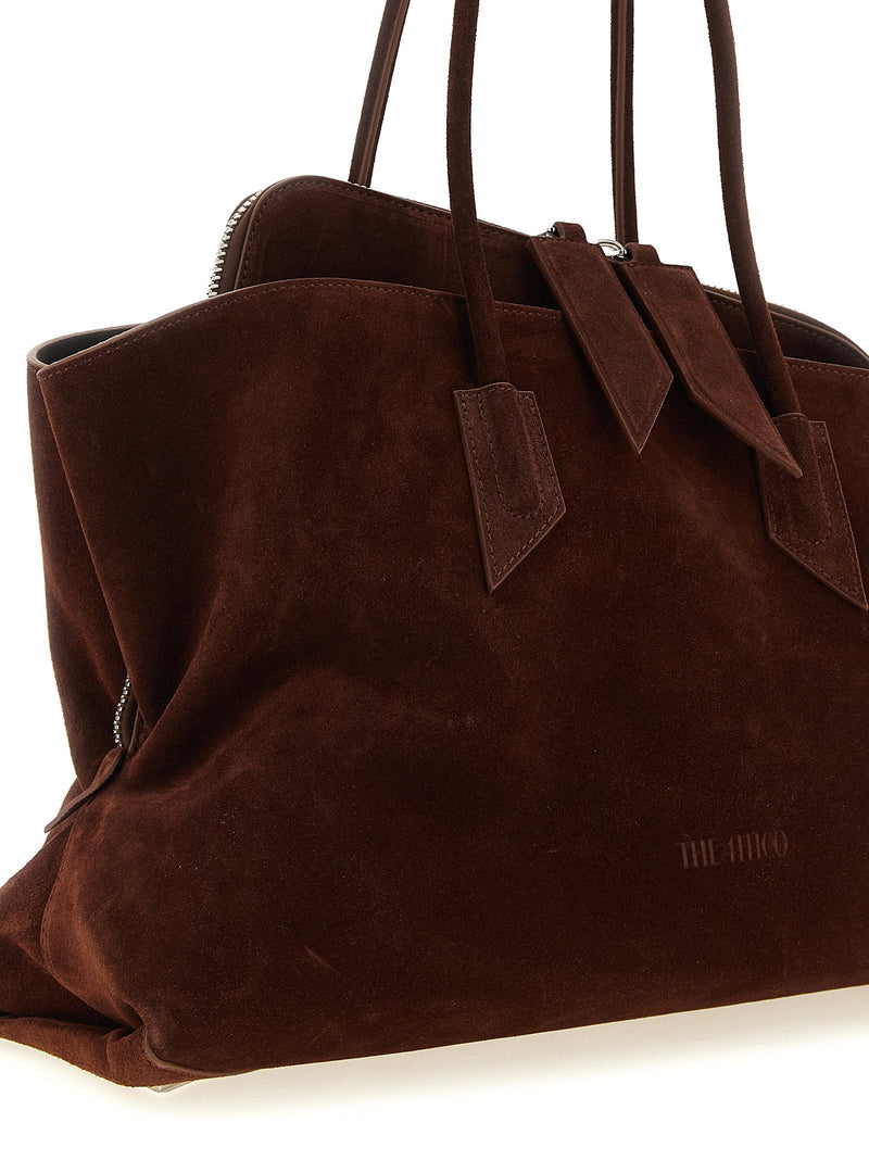 The Attico La Passeggiata Shoulder Bag — Brown Dark Suede