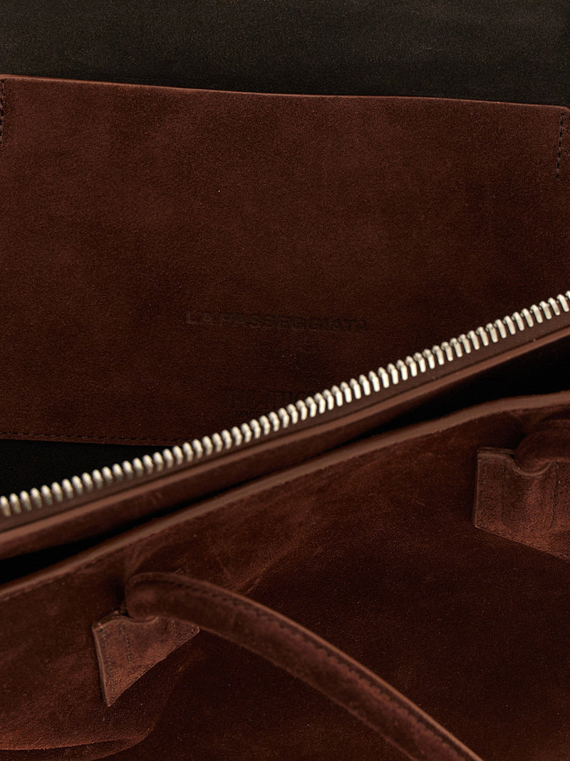 The Attico La Passeggiata Shoulder Bag — Brown Dark Suede