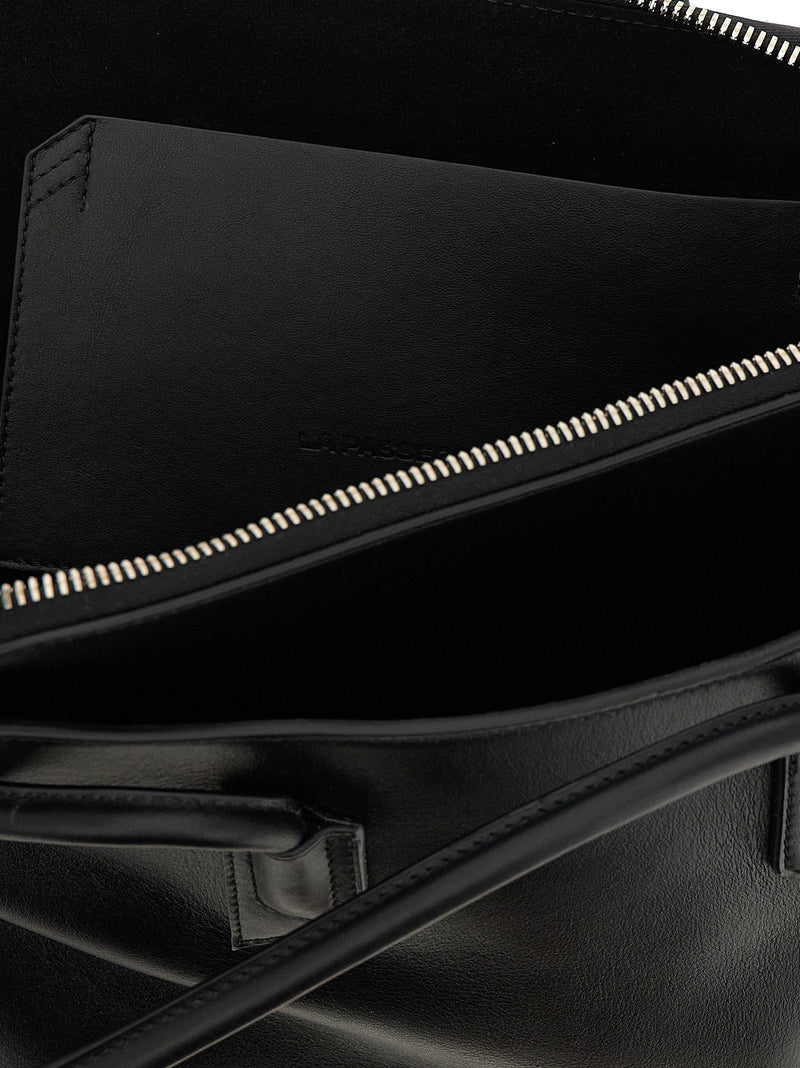 The Attico Shoulder Bag — Black Calf Leather