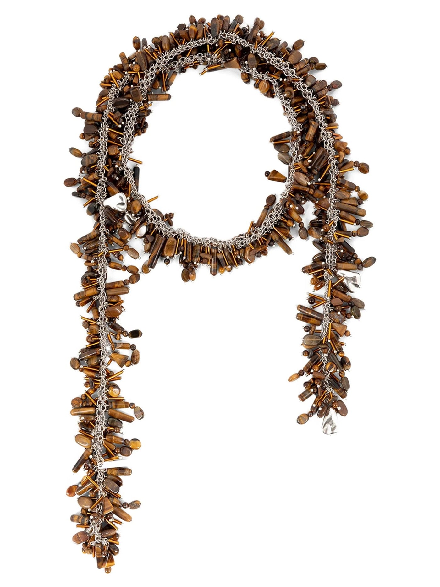 Dries Van Noten Embroidered Bead Scarf — Brown Brass Scarfs
