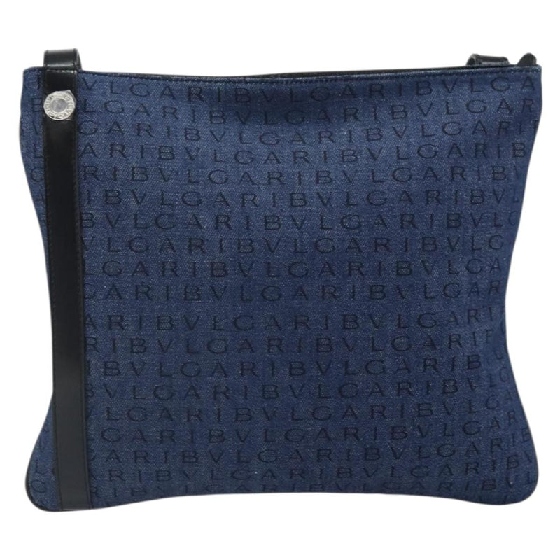 Bvlgari Logomania Canvas With Leather Blue Bag