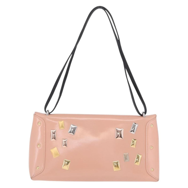 Louis Vuitton Sac Triangle Embellished Glazed Calfskin Pink Leather Bag