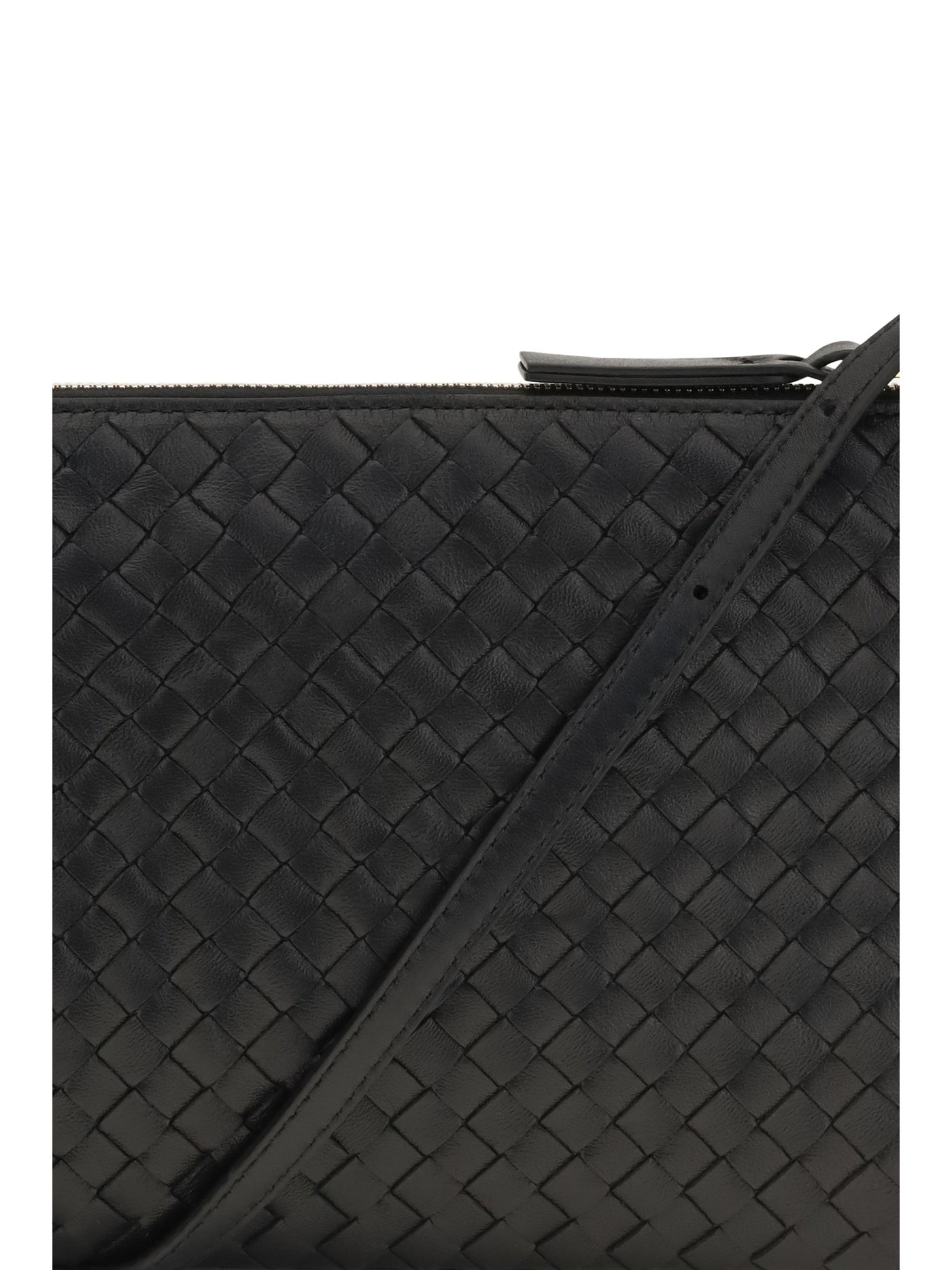 Bottega Veneta Intrecciato Shoulder Bag — Black Calf Leather