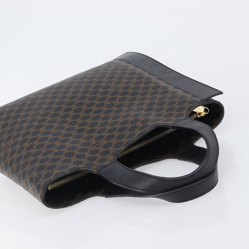 Celine Vintage Macadam Canvas And Leather Black Bag