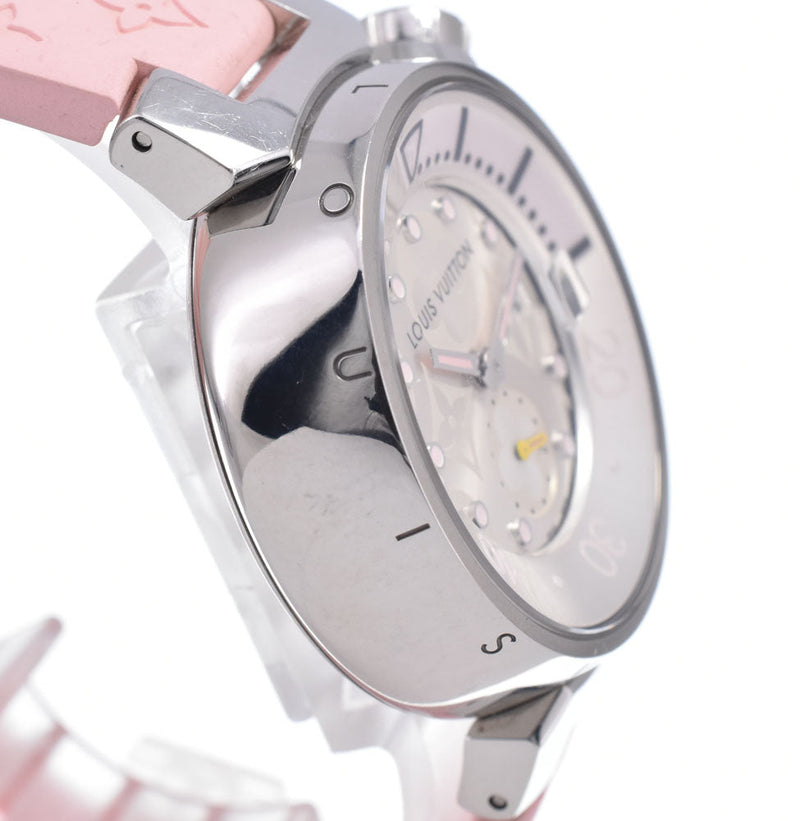 Louis Vuitton Tambour Quartz Stainless Steel And Monogram Rubber Watches
